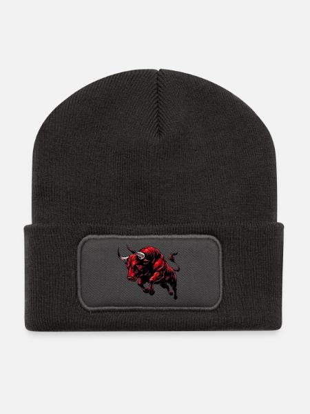 Stier - Recycelte Patch Beanie - Dunkelgrau