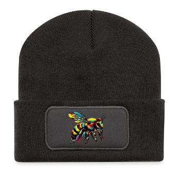 Biene - Recycelte Patch Beanie - Dunkelgrau - Vorne
