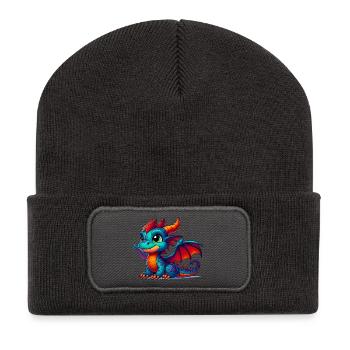 Drache - Recycelte Patch Beanie - Dunkelgrau - Vorne