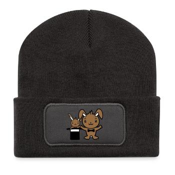 Hase Zauberer Zylinder Hut Kind 2 Baby zaubern süß - Recycelte Patch Beanie - Dunkelgrau - Vorne