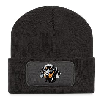 Teckel Dackel - Autocollant Chien de compagnie - Beanie recyclé à patch - charbon - Devant
