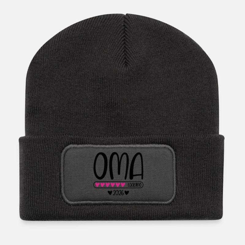 Oma 2026 loading - Recycelte Patch Beanie - Dunkelgrau