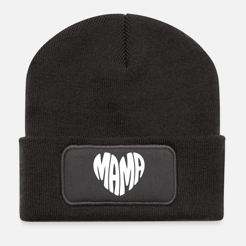 Mama Herz Form Mutter Herzform Muttertag Geschenk - Recycelte Patch Beanie - Dunkelgrau