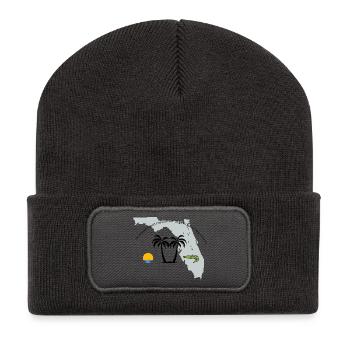 Florida Travel Map with Symbols - Recycled Patch Beanie - dark grey - Front