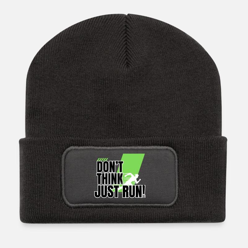 Ne pensez pas, courez ! - Beanie recyclé à patch - charbon
