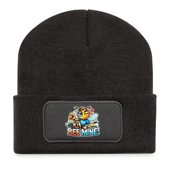 Bee Mine für Männer - Recycelte Patch Beanie - Dunkelgrau - Vorne