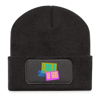 Je suis un enfant de Dieu - Design chrétien coloré - Beanie recyclé à patch - charbon - Devant