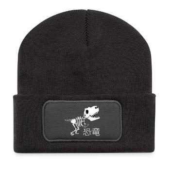 Manga-Dinosaurierskelett - Recycelte Patch Beanie - Dunkelgrau - Vorne