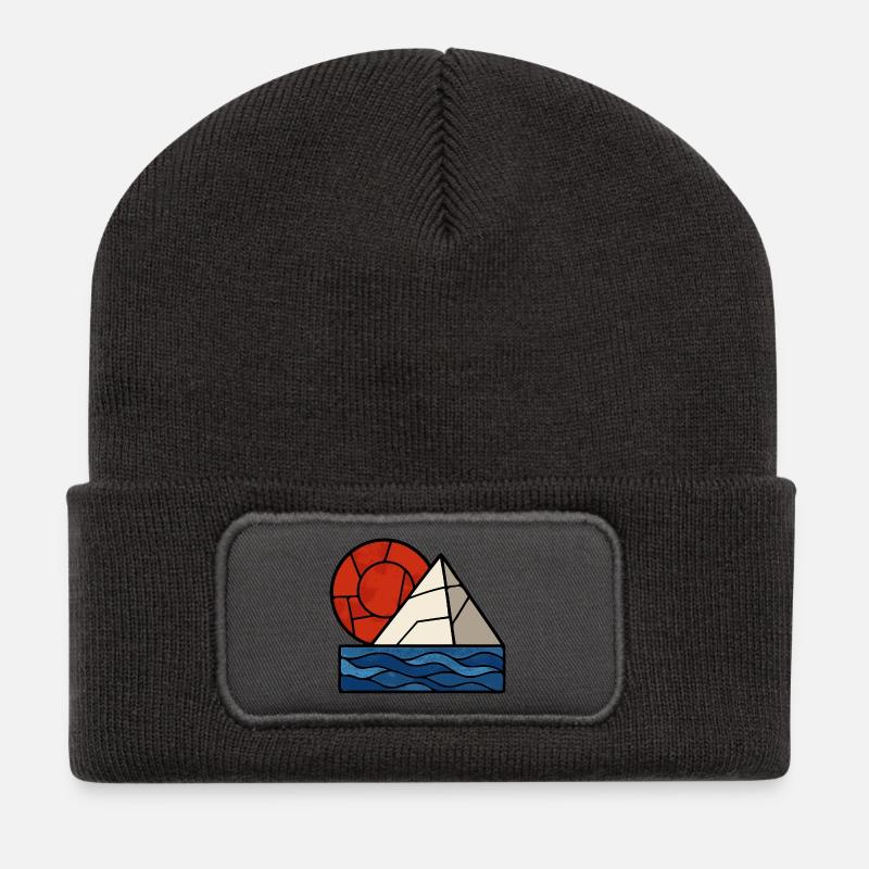 Red White Blue Abstract - Recycled Patch Beanie - dark grey