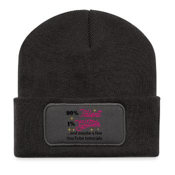 Talent Glitter Étoiles Script - Beanie recyclé à patch - charbon - Devant