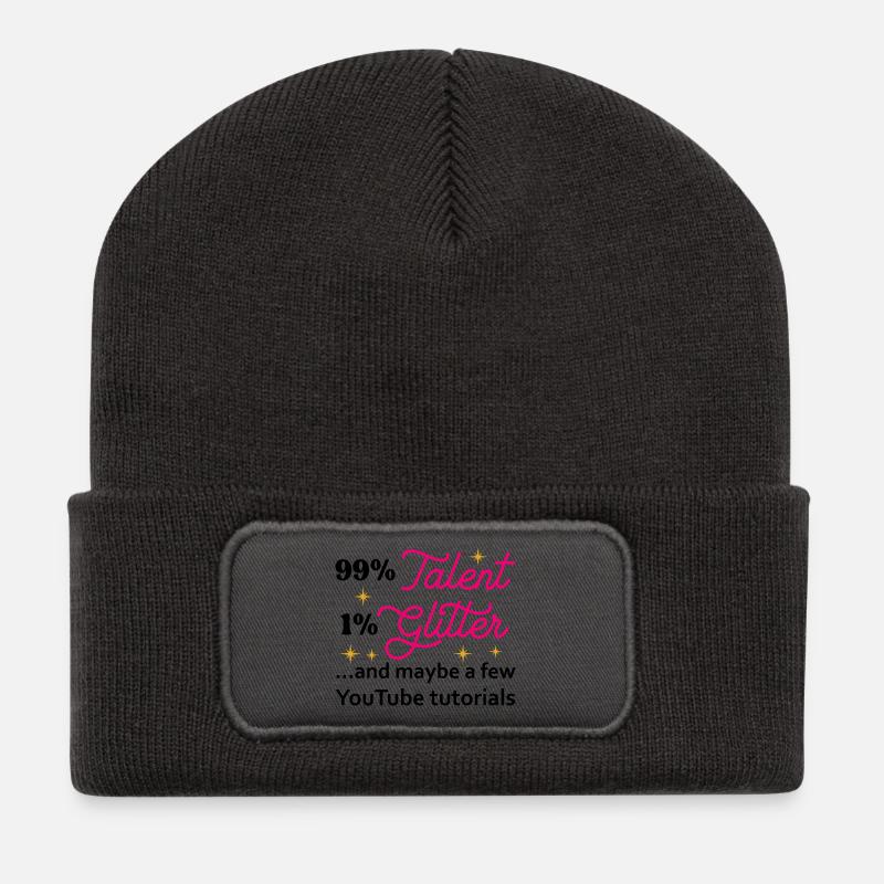 Talent Glitter Stars Script - Recycled Patch Beanie - dark grey