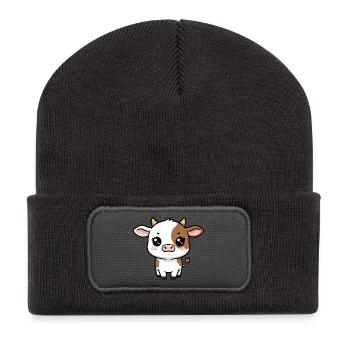 Little Cute Cow Kawaii - Recycled Patch Beanie - dark grey - Front