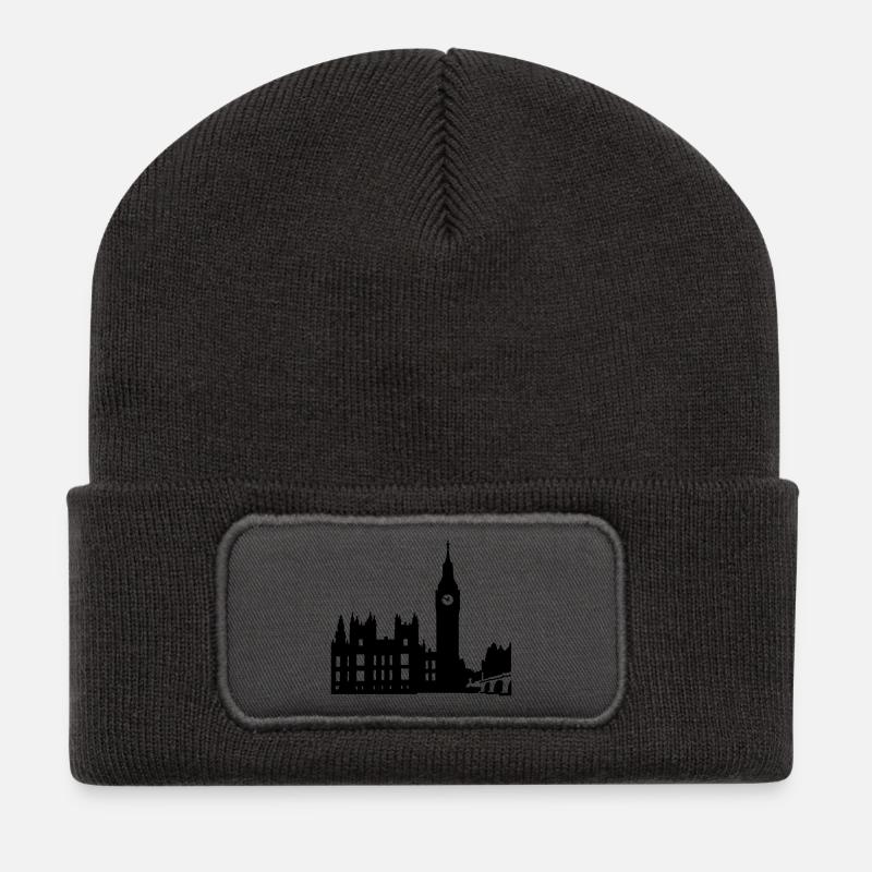 London - Recycelte Patch Beanie - Dunkelgrau