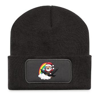 Raven Crow Santa Claus Christmas - Recycled Patch Beanie - dark grey - Front