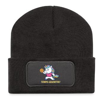 Tempo de handball licorne, motif drôle, cadeau - Beanie recyclé à patch - charbon - Devant