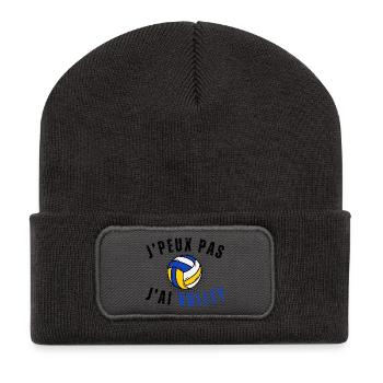 I Can't I Have Volley Humor Gift - Recycled Patch Beanie - dark grey - Front