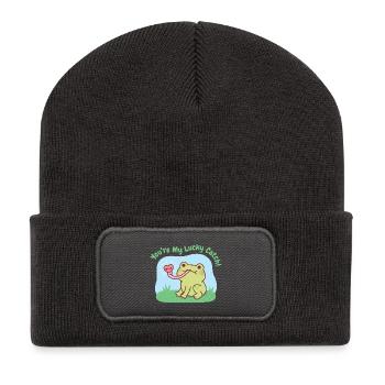 Cute Frog Catches Heart You Are My Lucky Catch - Recycled Patch Beanie - dark grey - Front