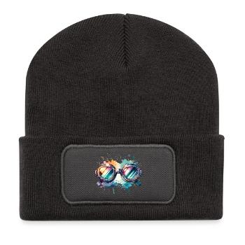 Colorful round swimming goggles Splash Design - Recycled Patch Beanie - dark grey - Front