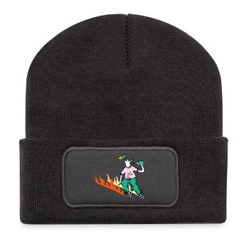 Roller_Skater_on_fire - Recycled Patch Beanie - dark grey - Front