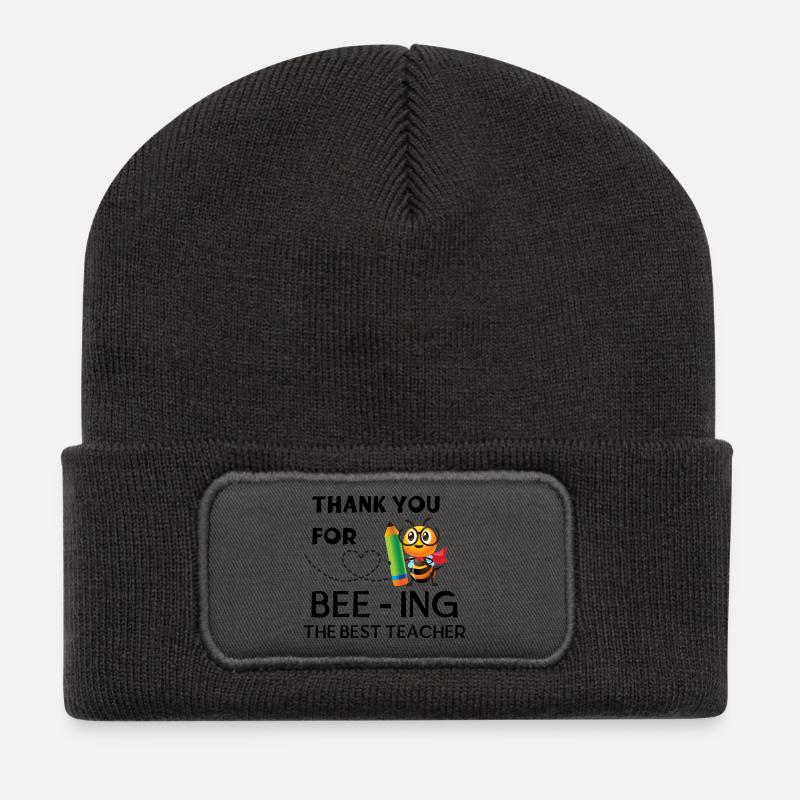 Thank You for Beeing the Best Teacher - Recycelte Patch Beanie - Dunkelgrau