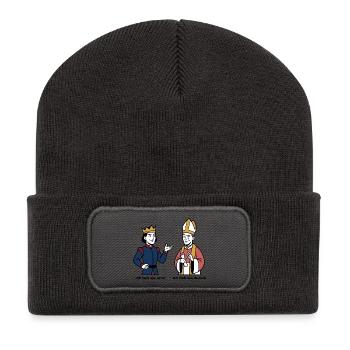 König und Bischof Cartoon - Recycelte Patch Beanie - Dunkelgrau - Vorne