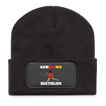 Silhouette biathlète avec drapeau Allemand - Beanie recyclé à patch - charbon - Devant