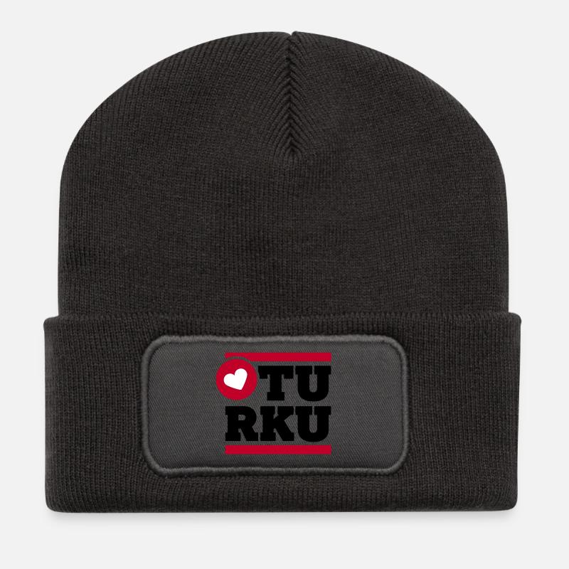 Sur un fond clair - Beanie recyclé à patch - charbon