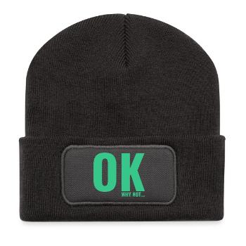 Okay, warum nicht ein Slogan-T-Shirt - Recycelte Patch Beanie - Dunkelgrau - Vorne