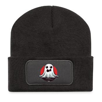Kawaii Geist im Mondschein - Recycelte Patch Beanie - Dunkelgrau - Vorne