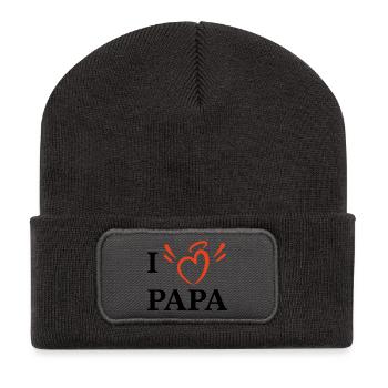Ich liebe Papa - Recycelte Patch Beanie - Dunkelgrau - Vorne