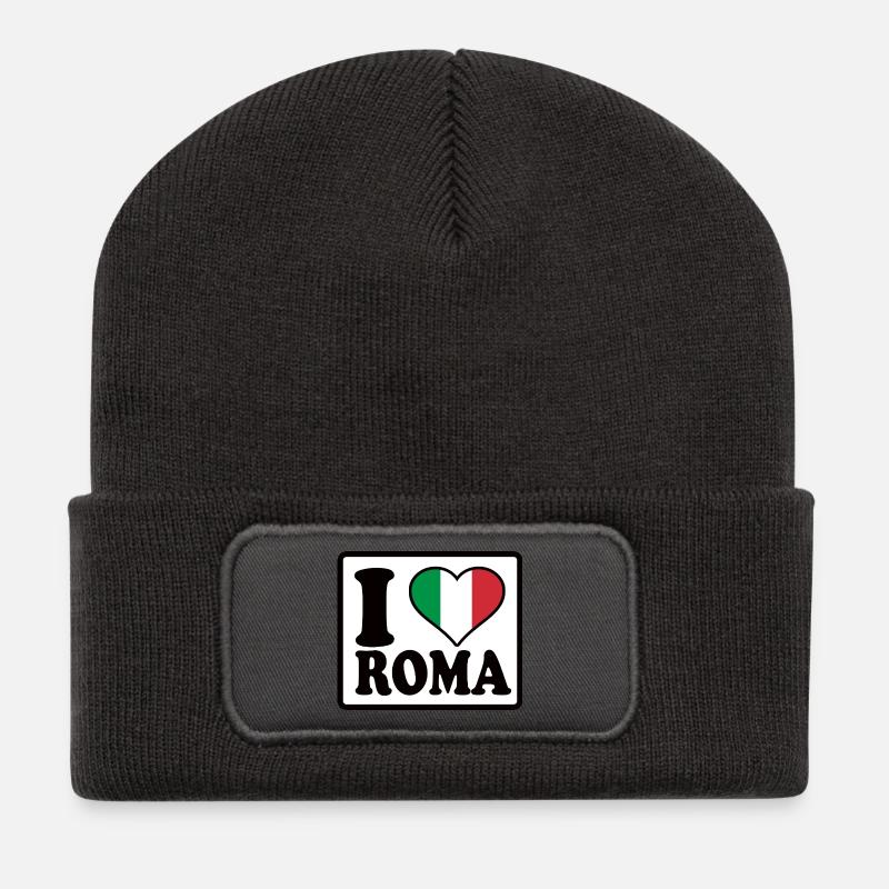 I love Roma, Rome - Recycled Patch Beanie - dark grey