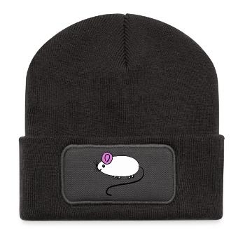 Mouse Rat Rodent Kids Baby - Recycled Patch Beanie - dark grey - Front