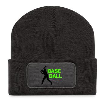 Baseball Neon Grunge Font - Recycled Patch Beanie - dark grey - Front