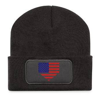Home Plate American Flag - Recycled Patch Beanie - dark grey - Front