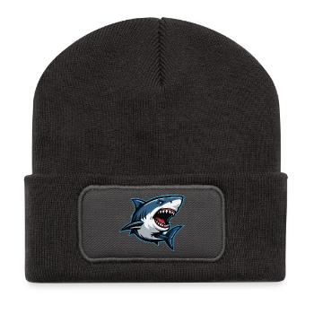 Shark Caricature in Lightning Style - Recycled Patch Beanie - dark grey - Front