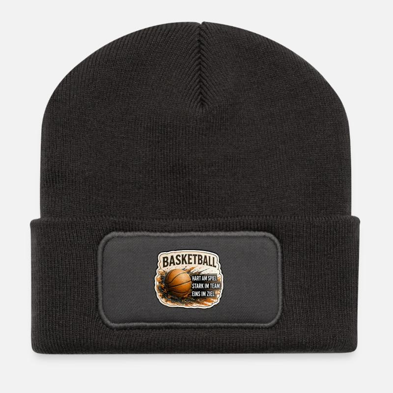 Basketball – Stark im Team - Recycelte Patch Beanie - Dunkelgrau