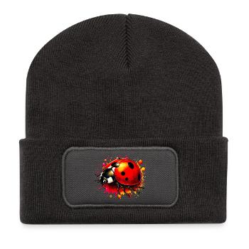 Marienkäfer - Recycelte Patch Beanie - Dunkelgrau - Vorne