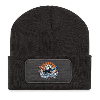 Pfote Banner Der tut nix - Recycelte Patch Beanie - Dunkelgrau - Vorne