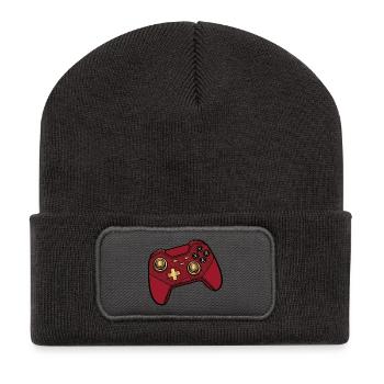 Manette de jeu rouge Rétro Pop - Beanie recyclé à patch - charbon - Devant