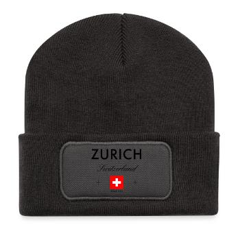 Zurich Switzerland Coordinates Travel Souvenir - Recycled Patch Beanie - dark grey - Front