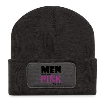 Pink Serif Logo Tee Art - Recycled Patch Beanie - dark grey - Front