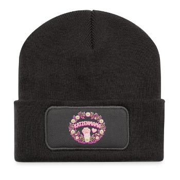 KatzenMama  - Recycelte Patch Beanie - Dunkelgrau - Vorne