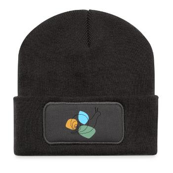 Lineart Snail with Pastel Shapes - Recycled Patch Beanie - dark grey - Front