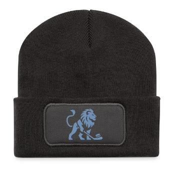 Löwe Eishockey Silhouette - Recycelte Patch Beanie - Dunkelgrau - Vorne