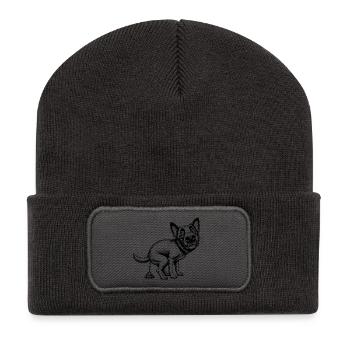 Hunde - Recycelte Patch Beanie - Dunkelgrau - Vorne