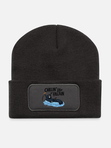 Chillig wie ein Villain - Recycelte Patch Beanie - Dunkelgrau