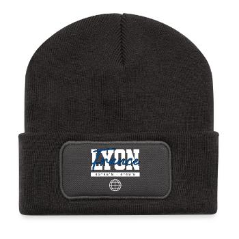 Lyon Frankreich Koordinaten Reise Souvenir - Recycelte Patch Beanie - Dunkelgrau - Vorne