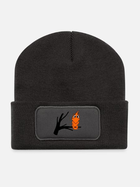 vogel2 - Recycelte Patch Beanie - Dunkelgrau