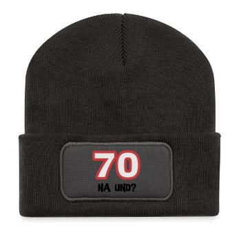 On the 70th Birthday a shirt "70 what?" - Recycled Patch Beanie - dark grey - Front