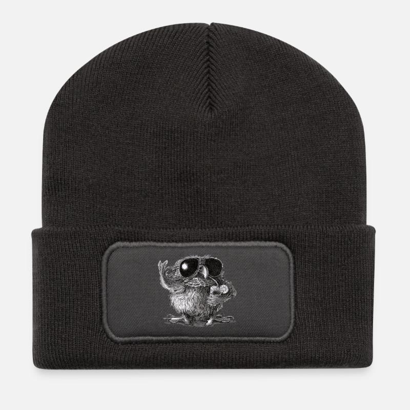 Coole Eule - Recycelte Patch Beanie - Dunkelgrau